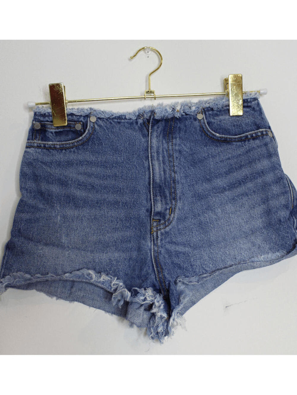 EMODA Blue Distressed Cutoff Micro Denim Shorts - Medium